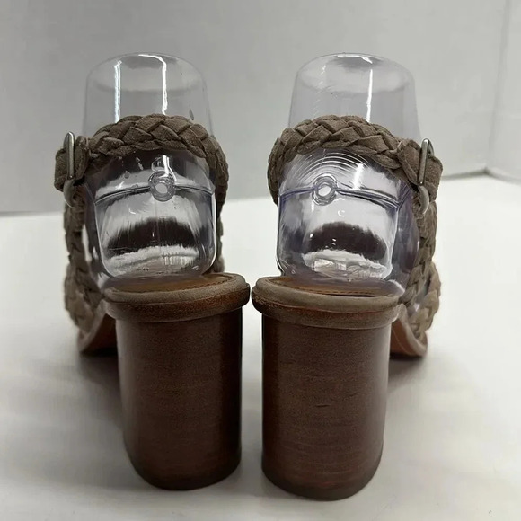 Frye Amy Braided High Heel Open Toe Sandals Shoes in Camel Multi Color Size 6.5 - Picture 6 of 13